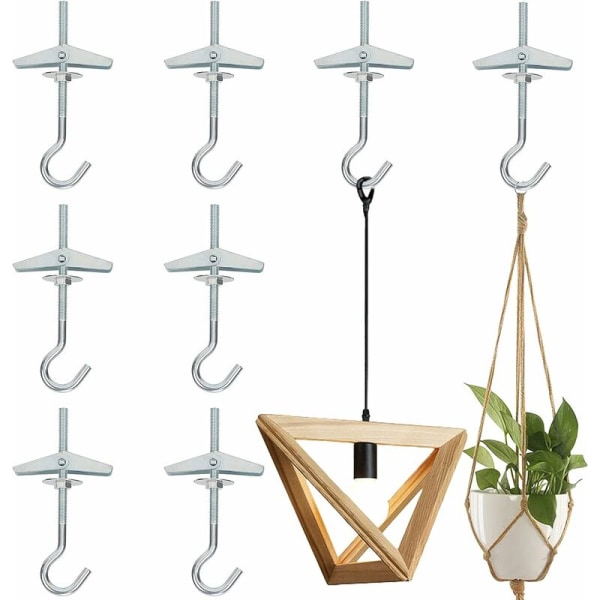 Vekselvinge krokbolter takkrokbolter karbonstål fjær gips for plantefesting henger veggmontering hjem tak 9*4cm 8stk sølv