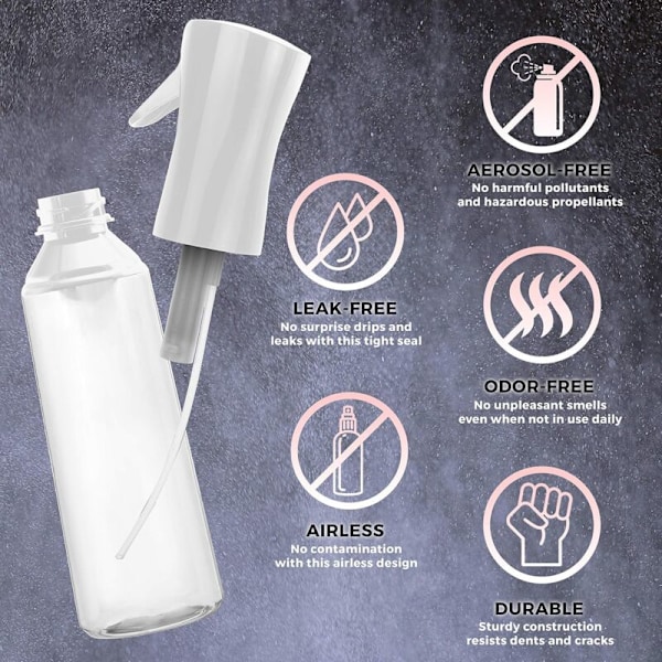ALPREE Set med 3 kontinuerliga vaporizers för ultrafint hårvatten för frisyr, rengöring, trädgårdsarbete, dimning och hudvård 300 ml från Alpree (transparent)