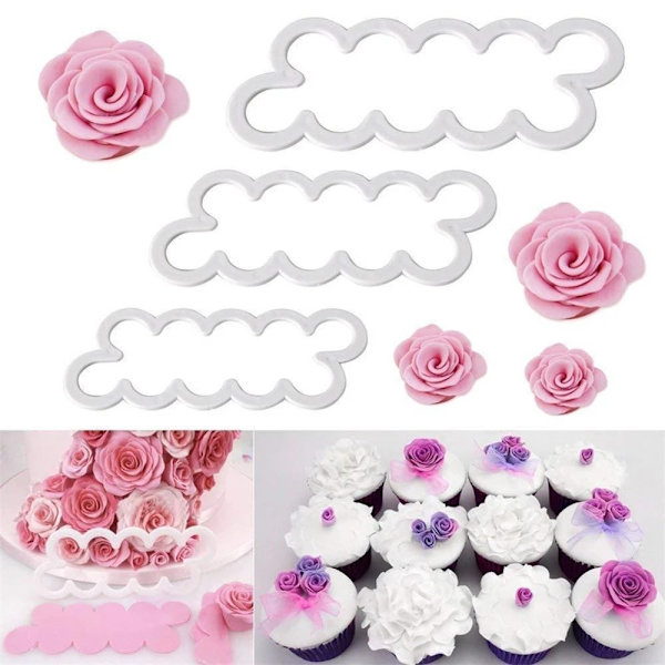 9 stykker kagemodellering værktøjer, 9 stykker rose kronblad sukkerkage forme, 9 stykker kagemodellering værktøjer fondant udstikkere blomst værktøjer, til kage, kage