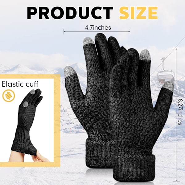 4 par kvinders vinter touch screen handsker termisk fleece foret strikkede handsker elastisk manchet vinter handsker