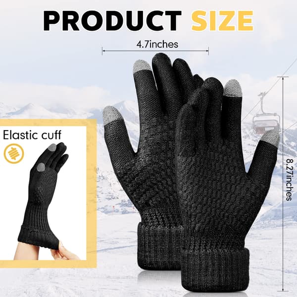 4 par kvinners vinter touchscreen hansker termisk fleece foret strikkede hansker elastisk mansjett vinterhansker