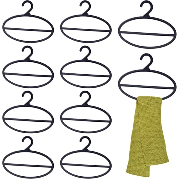 10-pack Svart Scarfhängare, Scarfhållare Organizer Utrymmesbesparande Plasthängare för Scarfar, för Hembutik Scarfsortering Förvaring