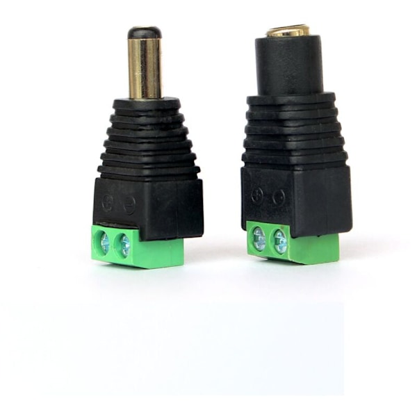 10 kpl Uros/naarasliitin videovalvontakameraan 2.1 x 5.5 mm