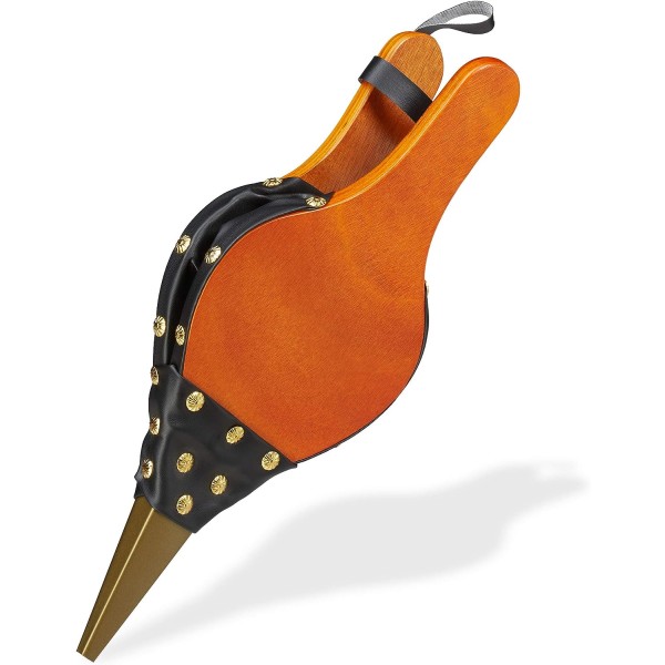 Pejs Blæsebælg, Grill, Rustik Brandstarter, Gyldne Dekorative Knapper, 39 cm Længde, Brun/Sort
