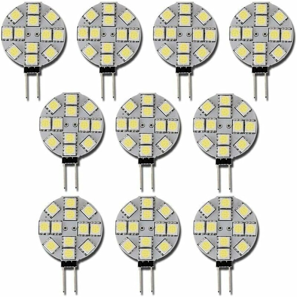 10x G4 LED-pære DC 12V Ikke-dimbar Hvit 6000K Lyspære Erstatning 20W Halogenlampe for Kjøkken Bobil RV Tilhenger Båt