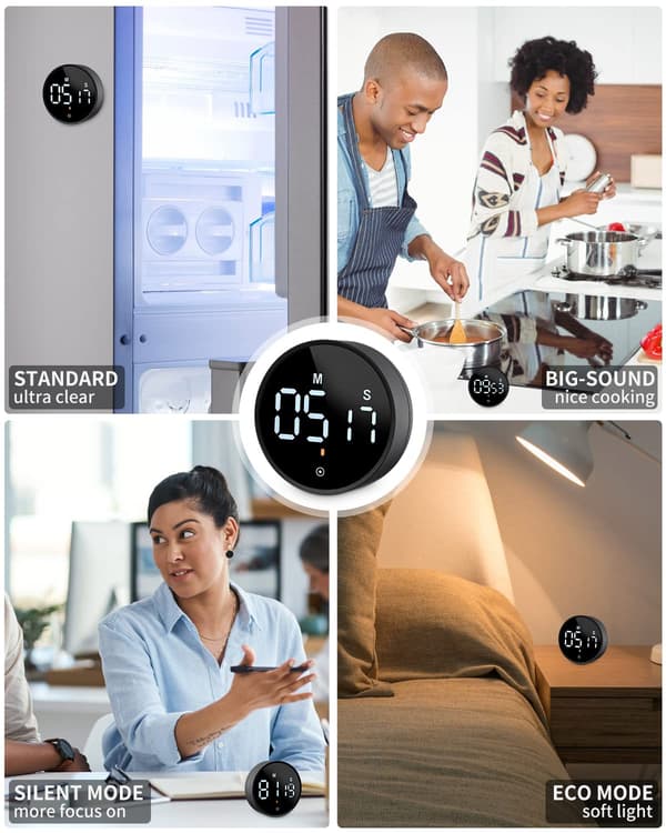 Kjøkken Timer Magnetisk Kjøkken Timer Digital Nedtellingstimer for Kjøkken Matlagingskurs Trening, Digital Magnet Timer LCD Display, Tidsstyring Til