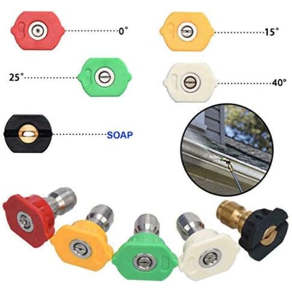 Trycktvättsspraymunstycksspetsar, 1/4 graders snabbkoppling, flerstegs högtryckstvättdelar, 1,2 mm bländare
