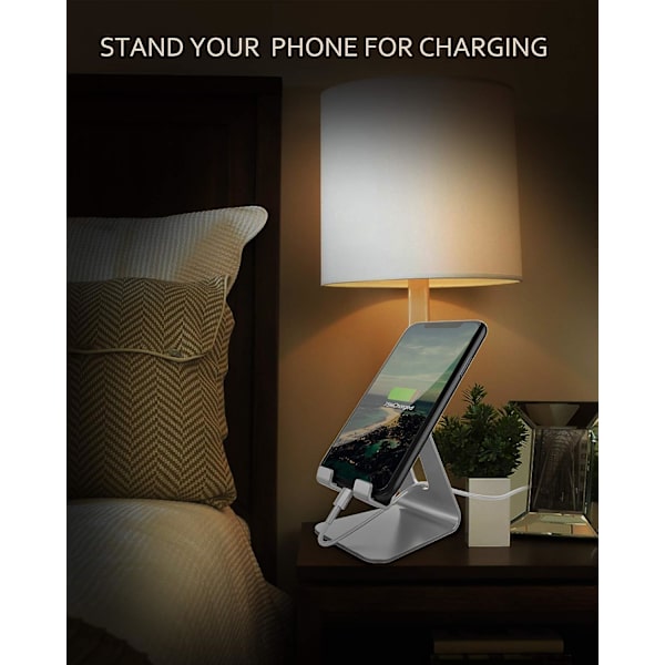 Puhelimen pidike, alumiininen työpöydän teline, yhteensopiva iPhone 12 Mini, 12 Pro, 11 Pro Max, XS Max XR X Se 8 7 6 6s Plus Huawei, Samsung S10 S9 S8-