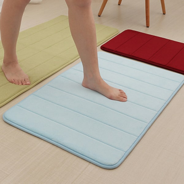 Tyk koral fleece bademåtte, langsom rebound absorberende gulvmåtte, skridsikker måtte, dør måtte til hjemmet (Rhombic grå, 50*120cm)