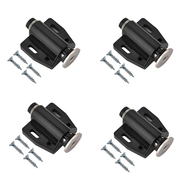 Push to Open Door Catch Black Single Magnetic Pressure Touch Release Catches Latch for Open and Close The Door with a Single Push including Fixing S