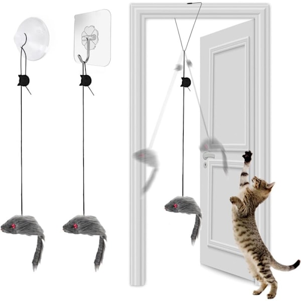 2 stycken Total längd 180cm Hängande dörr Interaktiv kattleksak, kattspel för inomhusbruk, kattleksaker för katträning, plyschleksaker