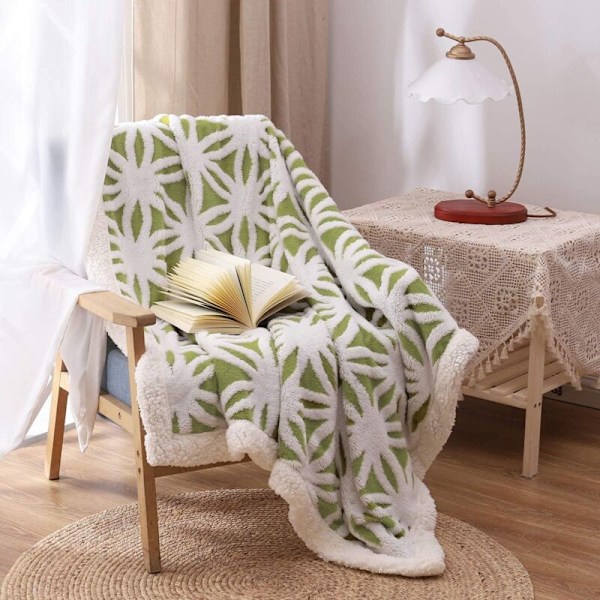 King Size Fleece Tæppe Alsidigt Blødt Ekstra Stort til Seng Sofa (Frugtgrøn, 130 x 160)