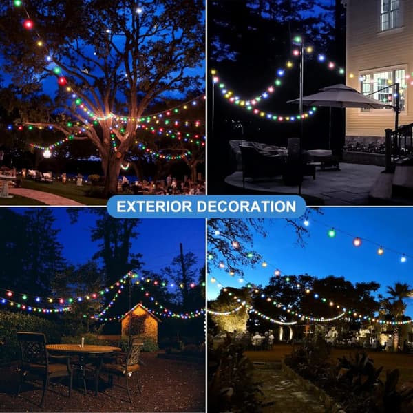 Solcelle Lyslenke, Utendørs Solcelle Julelys, 6.5M 30LED Krystallkuler Solcelle Lyslenke 8 Moduser IP65 Vanntett Solcelle Utendørs Hage