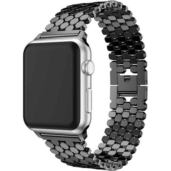Sort - Rem til Apple Watch 38mm, Rustfrit stål iWatch Rem 8mm, Smartwatch Rem til Apple Watch Series 3/2/1 38mm,.