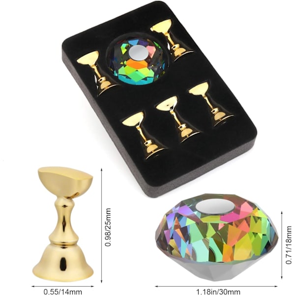 Nagelkonstdisplayställ (färgglad) med magnetiskt stativ och kristallbas, nagelkonstdisplayställ, nagelkonsttipsdisplayställ för nagelkonstutställningslokal.