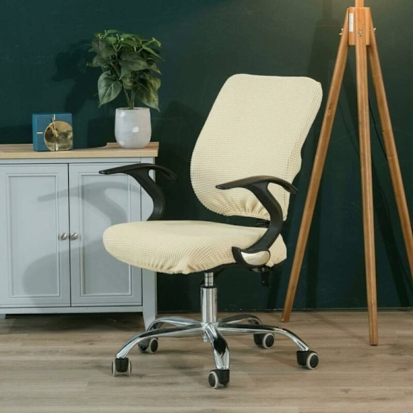 2 Stykker Elastiske Spandex Stoltrekk Vaskbare Trekk til Kontorstoler Spisestue Bar Bryllupsfest Dekorasjon (Beige)