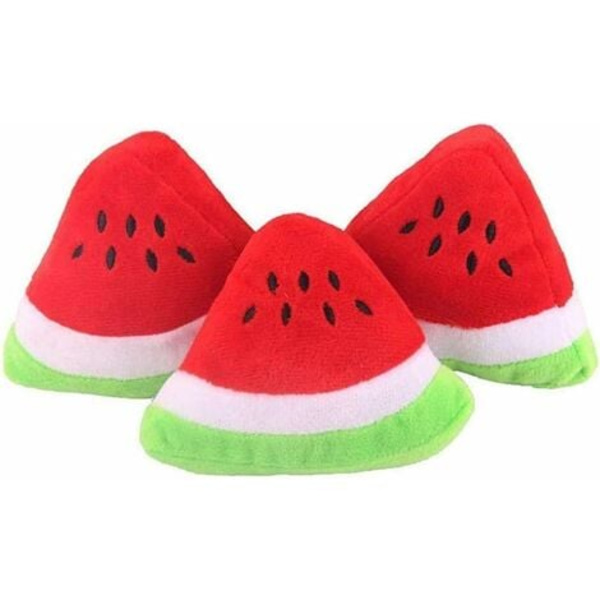 1 st Pet Leksak Tugga Whistler Squeaker Plysch Bomull Triangel Boll Vattenmelon Valpar Ljudleksaker Små Hundar