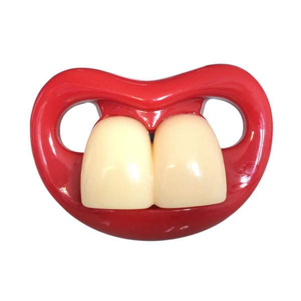 Baby Pacifier, Silicone Funny Nipple Big Red Lip Shape Nipple Dummy Baby Infant（buck teeth）