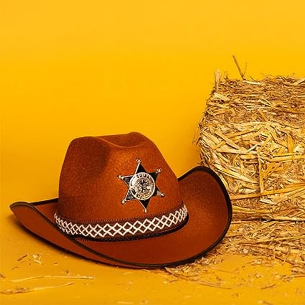 38*30*12cm - Sheriffhat til børn, brun, one size