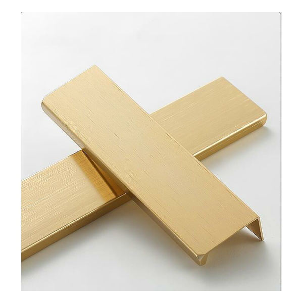 Set om 10 handtag Möbler Handtag Osynligt handtag Kök Möbelhandtag Matt aluminiumlegering Möbelhandtag Centrum avstånd 128mm,(Guld)