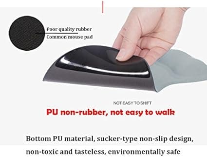(Grå) Musematte, Komfortabel og Ergonomisk Håndleddsstøtte for Bærbar PC, Skrivebord, Kontor, Spill