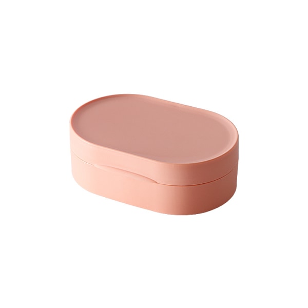 Ellipse 2 stk dusjsåpeskål, rund og oval såpeboks, reisesåpeskål i plast (rosa)
