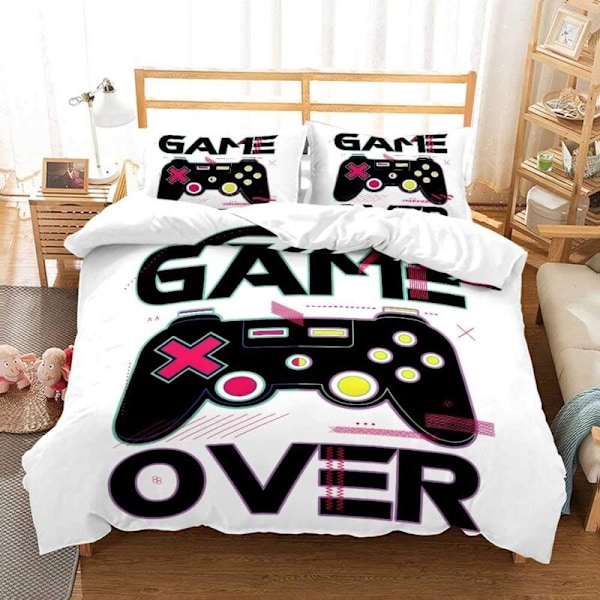 3D Spel Spelare Män Ungdomsspel Svarta Män Set Med Påslakan Säng Påslakan och Örngott för 1/2 Personer (Multifärgad 140 x 200cm)