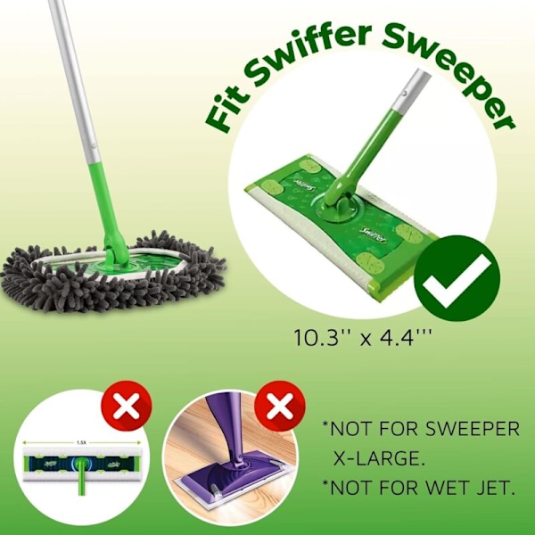3 uudelleenkäytettävän siivousliinan setti Swiffer-luudalle, parannetut märkä- ja kuivasiivousrätit, pestävät luudan täyttöpakkaukset, pölyä hylkivät luudan suojukset