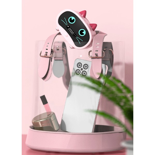 Vit tecknad katt väckarklocka dubbel väckarklocka, Bluetooth-högtalare, handsfree-samtal