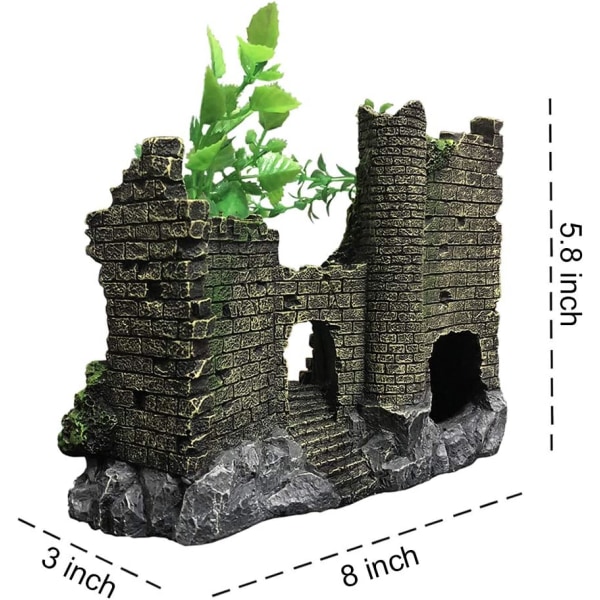 Keskiaikainen hartsi akvaarion koristeet Akvaarion koristetarvikkeet Linna suoja Akvaario Betta kala