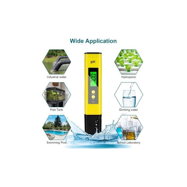 4 i 1 pH-mätare, pH-mätare testare, pH-testare, pH-mätare med LCD-display, hög precisionsupplösning 0,01, pH-mätare för pool
