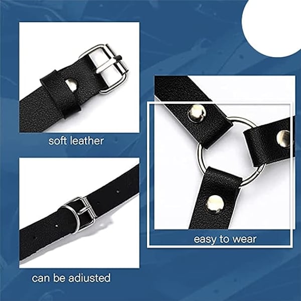 Punk Læder Body Chain (Sort) Dame Bælte Body Chain Bryst Kæde Sort Body Chain Bælte Justerbar Damer Piger Rollespil Sexede Damer