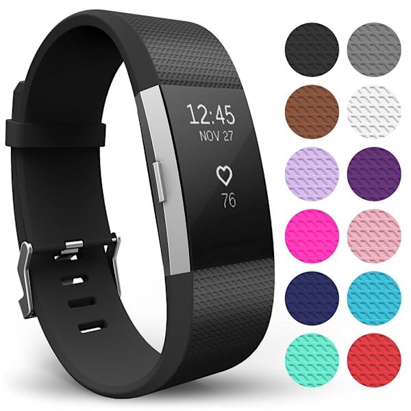 FOR Fitbit Charge 2 armbånd Svart S