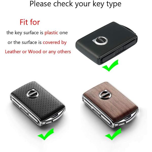 Volvo bilnyckelskydd (svart) zinklegering läder nyckelbricka fodral för volvo xc60 xc90 s60 s80 s90 v90 xc40 smart bilnyckel fjärrkontroll skyddsfodral med nyckel