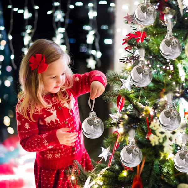 Klar julemindeornament fjerbold, juletræ minde hængende vedhæng mindegaver til tab af far 2,4'' hukommelse far sympati