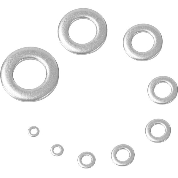 Rustfri stålskive med opbevaringsboks (sæt med 580) - Sortiment af 9 størrelser M2, M2.5, M3, M4, M5, M6, M8, M10 & M12 - Parti af metalringe - Reparationer, F