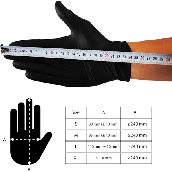 Nitrilhandskar i storlek M (förpackning om 100), latexhandskar, nitrilhandskar (utan latex) svarta