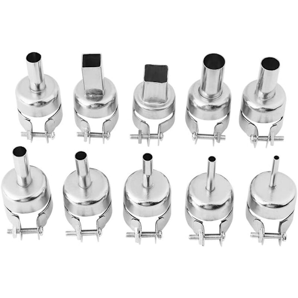 10 stk. rustfrit stål runde/firkantede svejsedyser kit til 850 850A 852 852D 852D + varmluft loddestation