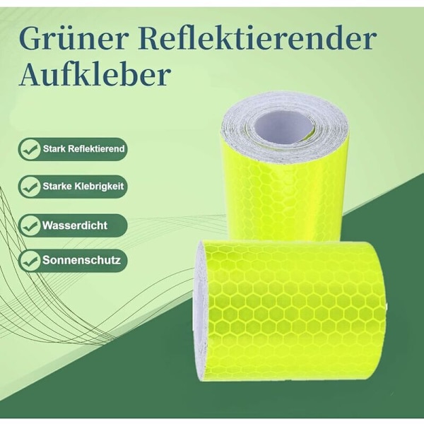 1m Grön fluorescerande gul reflextejp, reflekterande varningsband för säkerhet vid nödfordon