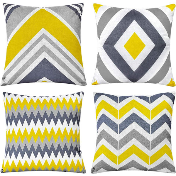 Kuddfodral 45 x 45 cm, set med 4 örngott Bomull och linne örngott Kuddfodral för trädgårdssoffa säng prydnadskuddar