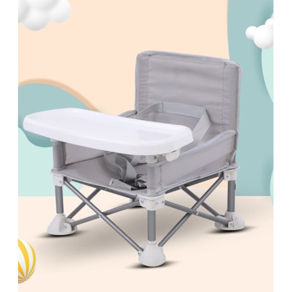 Grå Bärbar Babysäte Resa Kompakt Hopvikbar med Remmar för Inomhus/Utomhus Användning Perfekt för Camping, Strand, Gräsmatta Småbarn, Barn, Pojkar, Flickor