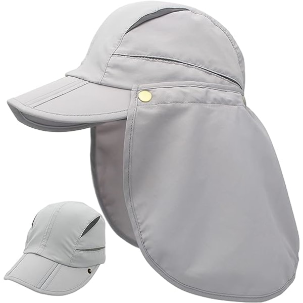 Ljusgrå - 1 x hatt med nackskydd - Avtagbar - Mångsidig - S