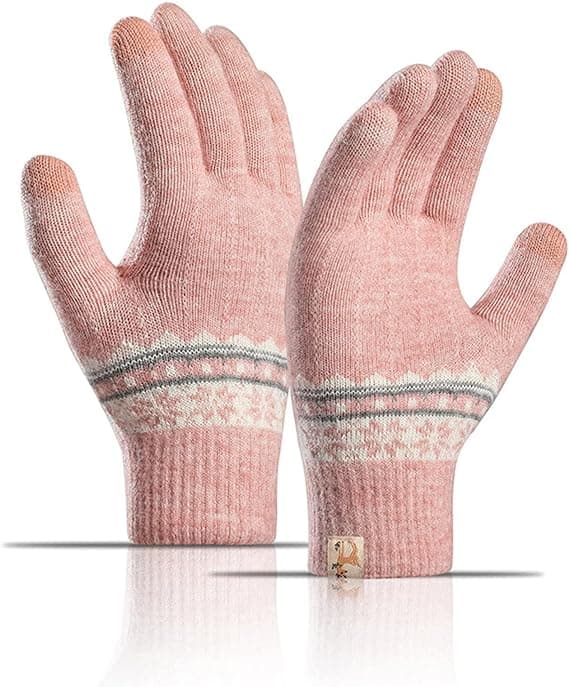 Damvantar Vinterhandskar Termiska Stickade Handskar Varma Touchscreen Vindtäta Handskar med Fleecefoder Dam