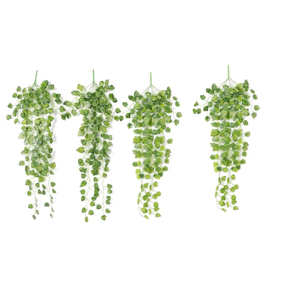 4 STK kunstige planter hængende efeu vinranker falske blade grøn streng