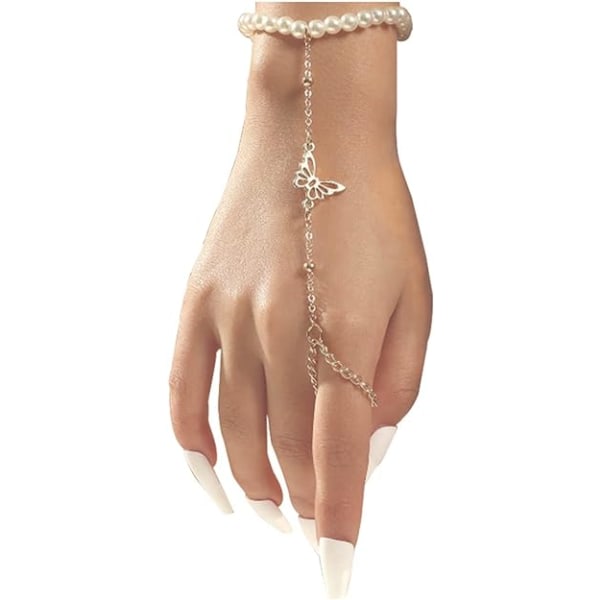 Pearl Hand Chain Armband Multilayer Chain Ring Armband Slave Hand Sele Satellit Chain Armband Smycken för kvinnor