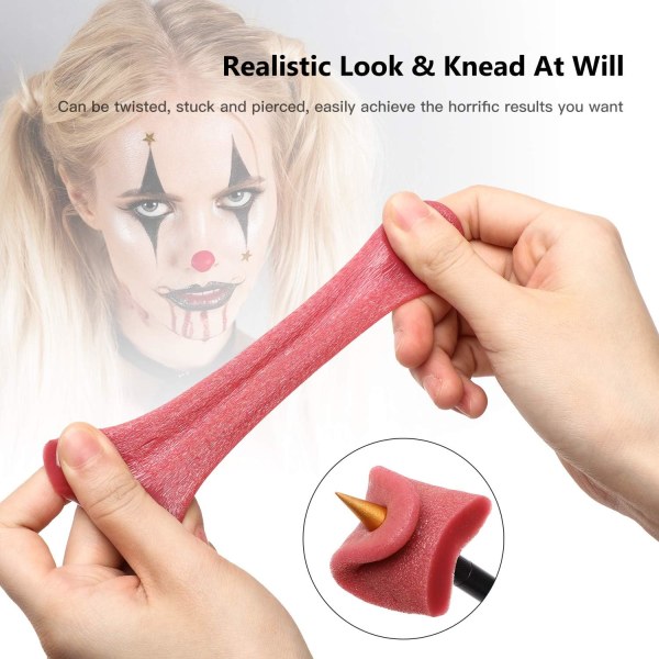 2 Pieces Realistic Stretchy Fake Tongue Tricks Artificial Tongue Prop Horrible Halloween Gross Jokes Prank Tricks Stretchable Tongue Toys Horrific M