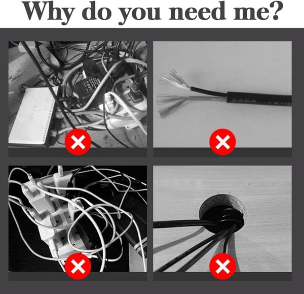 Runde skrivebordsgennemføringer, 4 stk. kabel- og ledningsgennemføringshætter til