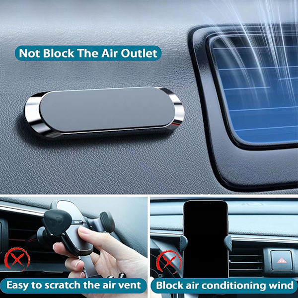 Magnetisk biltelefonholder, universel magnetisk telefonholder kompatibel med iPhone 12 11 Pro XS Max XR X 8 Plus 7 Plus, Galaxy S10 S10+ / S9 / S9+ an