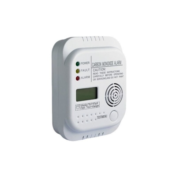 Karbonmonoksiddetektor, batteridrevet, gassdetektor med display og temperaturindikator
