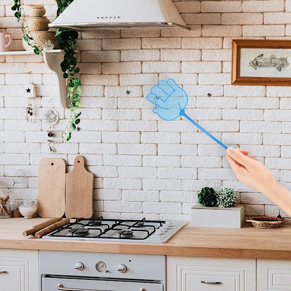 2 stycken flugsmällare, flugsmällare i plast, flugsmällare i olika färger, kökshjälp, flugsmällare i plast med hållbart teleskophandtag, hållbar 75 cm